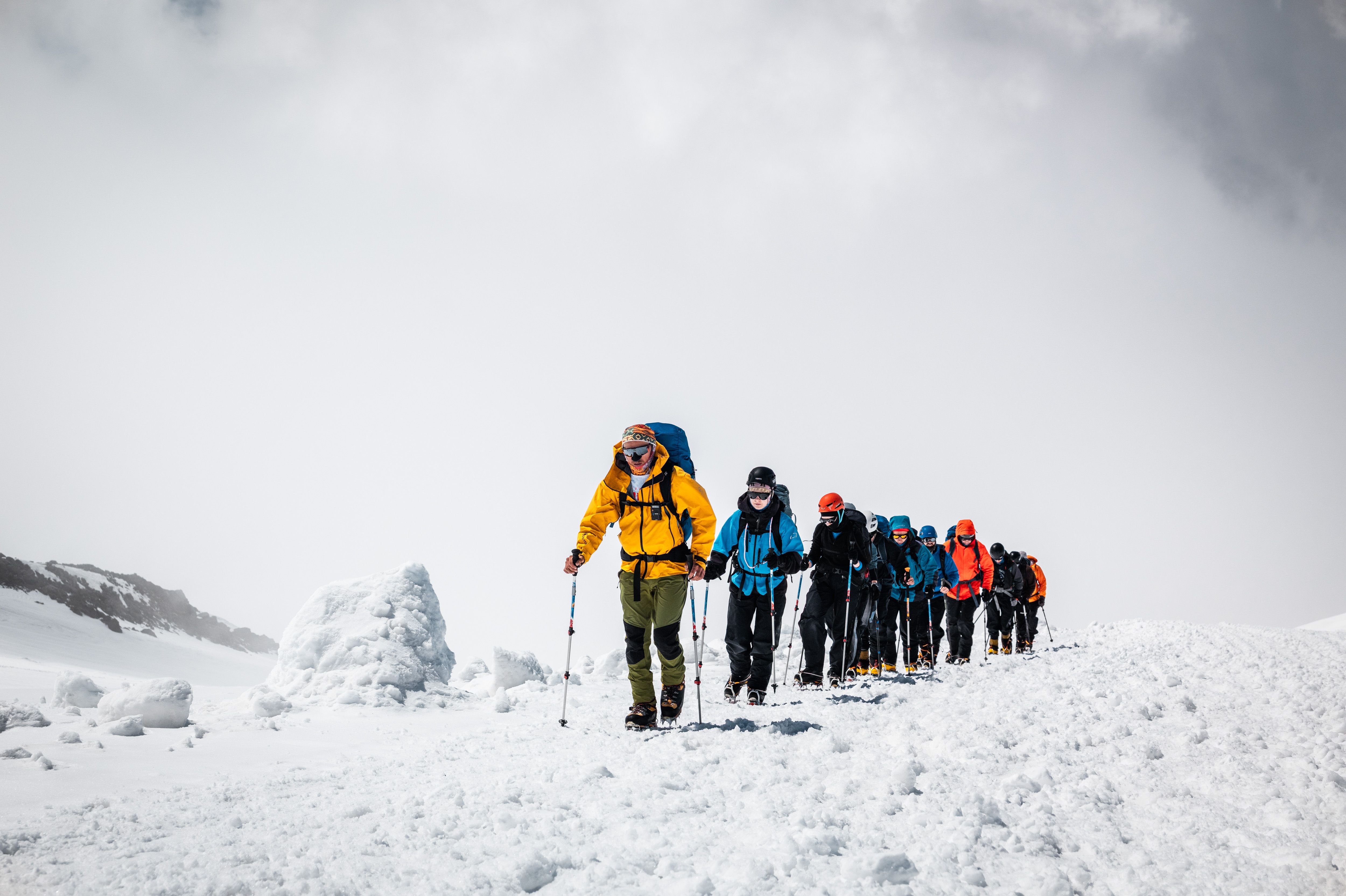 Climber approaching a Kilimanjaro summit route